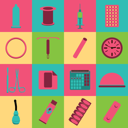 Pregnancy icons set, family and parenthood, contraception - vectorのイラスト素材