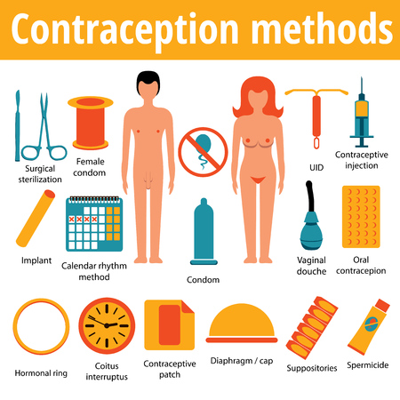 Pregnancy icons set, family and parenthood, contraception - vectorのイラスト素材