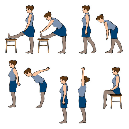 Office excercises poses setのイラスト素材