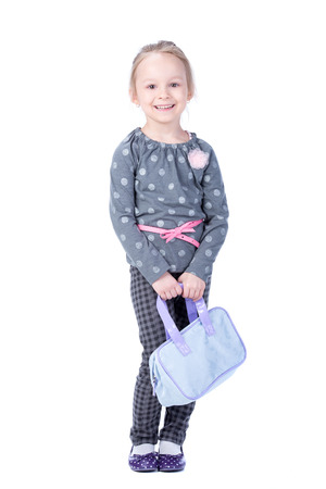 Portrait beautiful little girl, isolated on whiteの写真素材