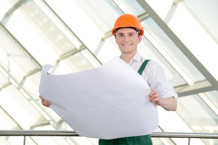 Portrait of an handsome engineer at workの写真素材