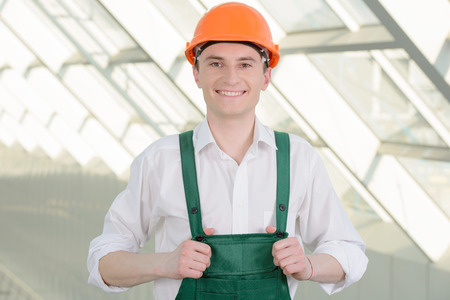 Portrait of an handsome engineer at workの写真素材