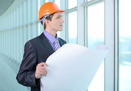 Portrait of an handsome engineer at workの写真素材