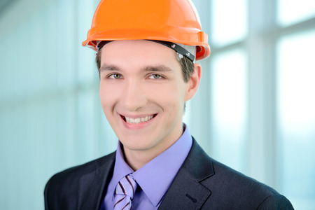 Portrait of an handsome engineer at workの写真素材