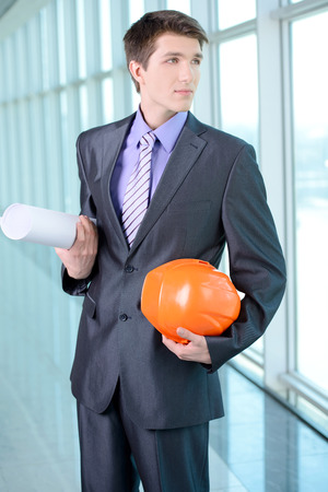 Portrait of an handsome engineer at workの写真素材