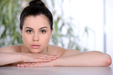 Health and Beauty. Portrait of a beautiful young girl.の写真素材