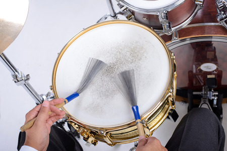 Drum kit isolated on white background. studio shot