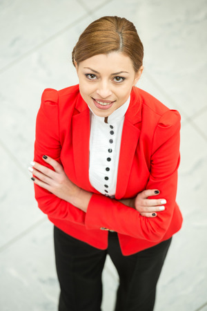 Portrait of a beautiful young business woman. Top view.の写真素材