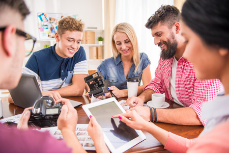 A group of young people working in the office
