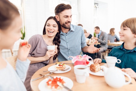 The family together celebrates the holiday on March 8.の写真素材