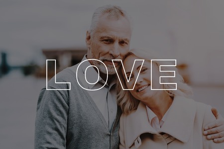 old couple huggingの写真素材