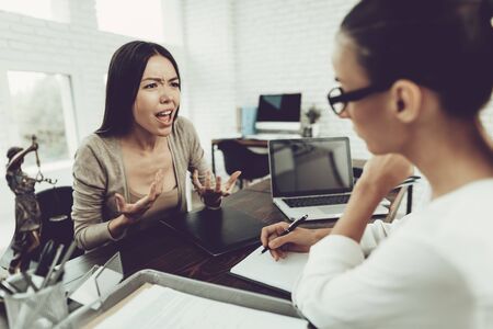 Young Woman Came To The Lawyer. Divorce Concept.の写真素材