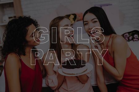 Girls in Dress. Celebrating Women's Day. March 8. Smiling Girls. Surprised Women. Happy Women. Happy Emotions.の写真素材