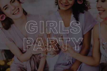 Celebrating Women's Day. Smiling Girls. Happy Women. Women Spend Good Time. Beautiful Women. Champagne Glasses. Girls Party.の写真素材