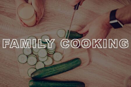 View From Above. Veggies Chop. Kitchen Cooking Concept. Meal Preparing. Vegetables Cutting Into Circles.の写真素材