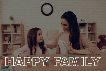 Mom Teaches Girl. Educational Games. Child Development.の写真素材