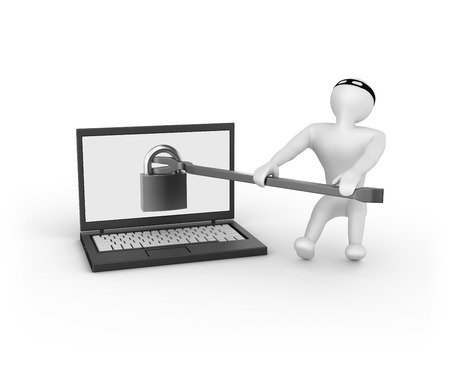 3D white man security  isolated in white の写真素材