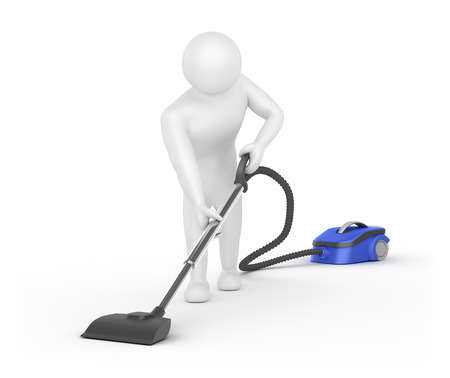 3D White man cleaner isolated in whiteの写真素材