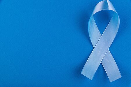 Blue ribbon symbolic of prostate cancer awareness and men's health