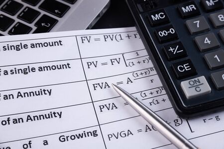 Office desk table of Business workplace and business objectsの写真素材