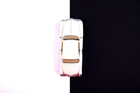 One toy car on a black white backgroundの写真素材
