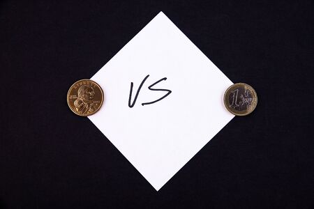 US dollar VS Euro on a black background