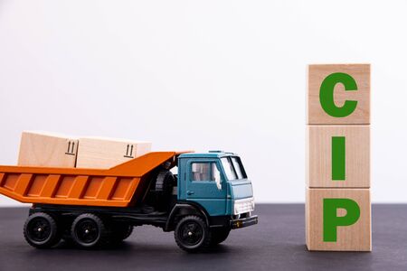 CIP - Carriage and Insurance Paid acronym, business concept on blackboardの写真素材