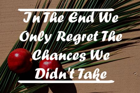 Inspirational quote on a natural landscape background. In The End We Only Regret The Chances We Didn't Take.の写真素材