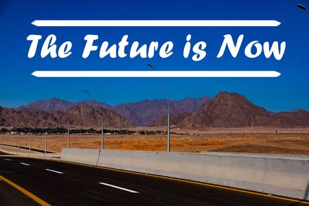 Inspirational quote on natural background. The Future is Now.の写真素材