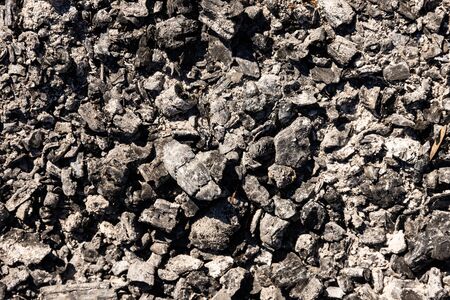 Charcoal background after burning on a fire.