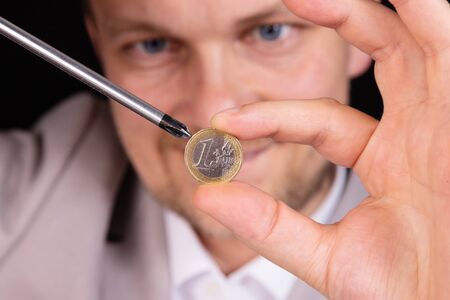 Euro deposit profit concept. Increase, decrease in interest rate. Business concept.sの写真素材