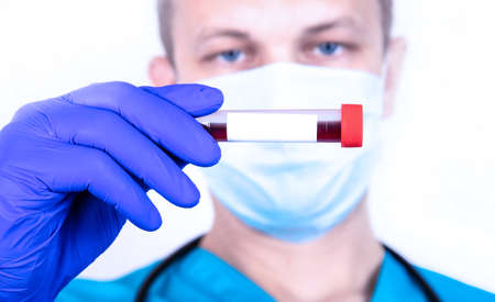 Tired doctor with glasses after duty medical concept.の写真素材