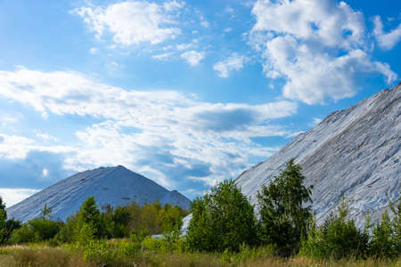 Waste from the production of phosphate fertilizers in a chemical plant. Ecological concept.の写真素材