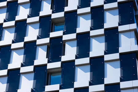 Building architecture details, facade design. Modern building Black and gray.