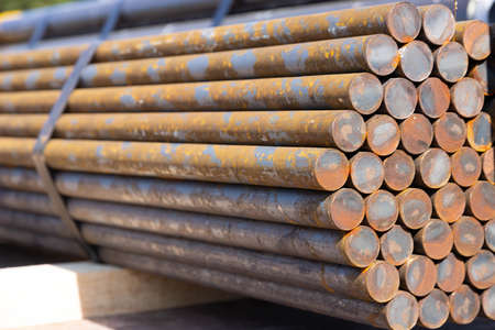Division rebar big size used in construction concrete. Selective focus