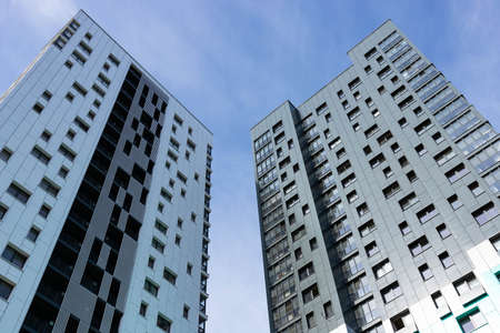 Minsk, Belarus - September 05, 2020: Modern luxury residential building against the sky.
