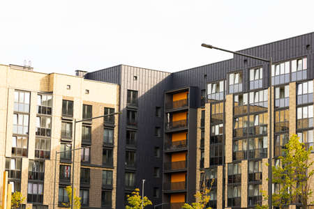 Minsk, Belarus - September 20 2020: Modern luxury residential building against the sky.のeditorial素材