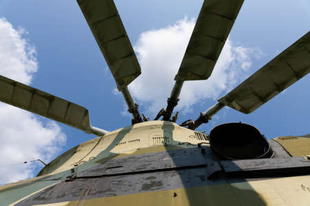 Military helicopter rotor blade detail close up