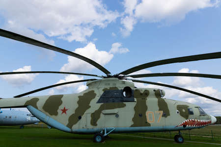 Minsk, Belarus - September 20, 2020: Soviet military cargo helicopter Mi-26.