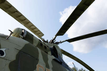 Military helicopter rotor blade detail close up