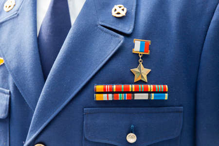 Minsk, Belarus - September 20, 2020: The dress uniform of the pilot, cosmonaut, hero of the Soviet Air Forceのeditorial素材