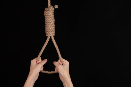 the noose against sullen background, failure or commit suicide concept