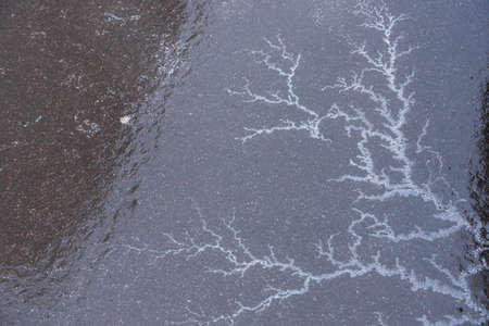 Surface, texture, background, slippery road in a winter day.