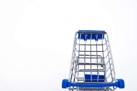 shopping cart, e-commerce, on white background. Copy space.の写真素材