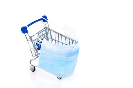 shopping cart, e-commerce, digital commerce, retail on white background. Copy space.の写真素材