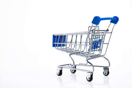 shopping cart, e-commerce, on white background. Copy space.の写真素材