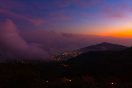 sunset over the Bay of Kotor, Adriatic Sea, Montenegro, Budvaの写真素材