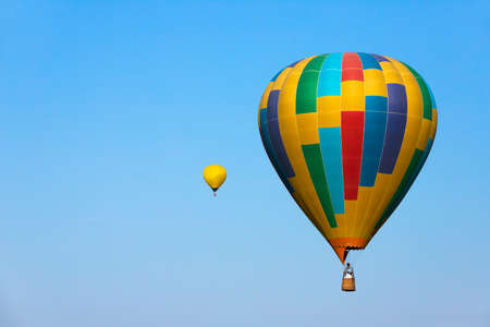 Colorful hot air balloon flying on sky. High quality photoの写真素材