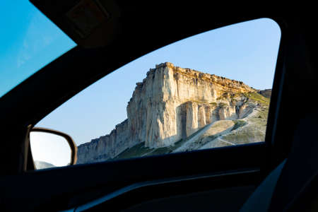View from the car window to the beautiful wildlife of the White Rock. High quality photoの写真素材