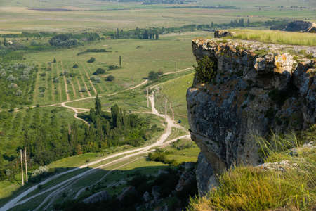 White limestone rock, wild mountain nature, national landmark. High quality photo